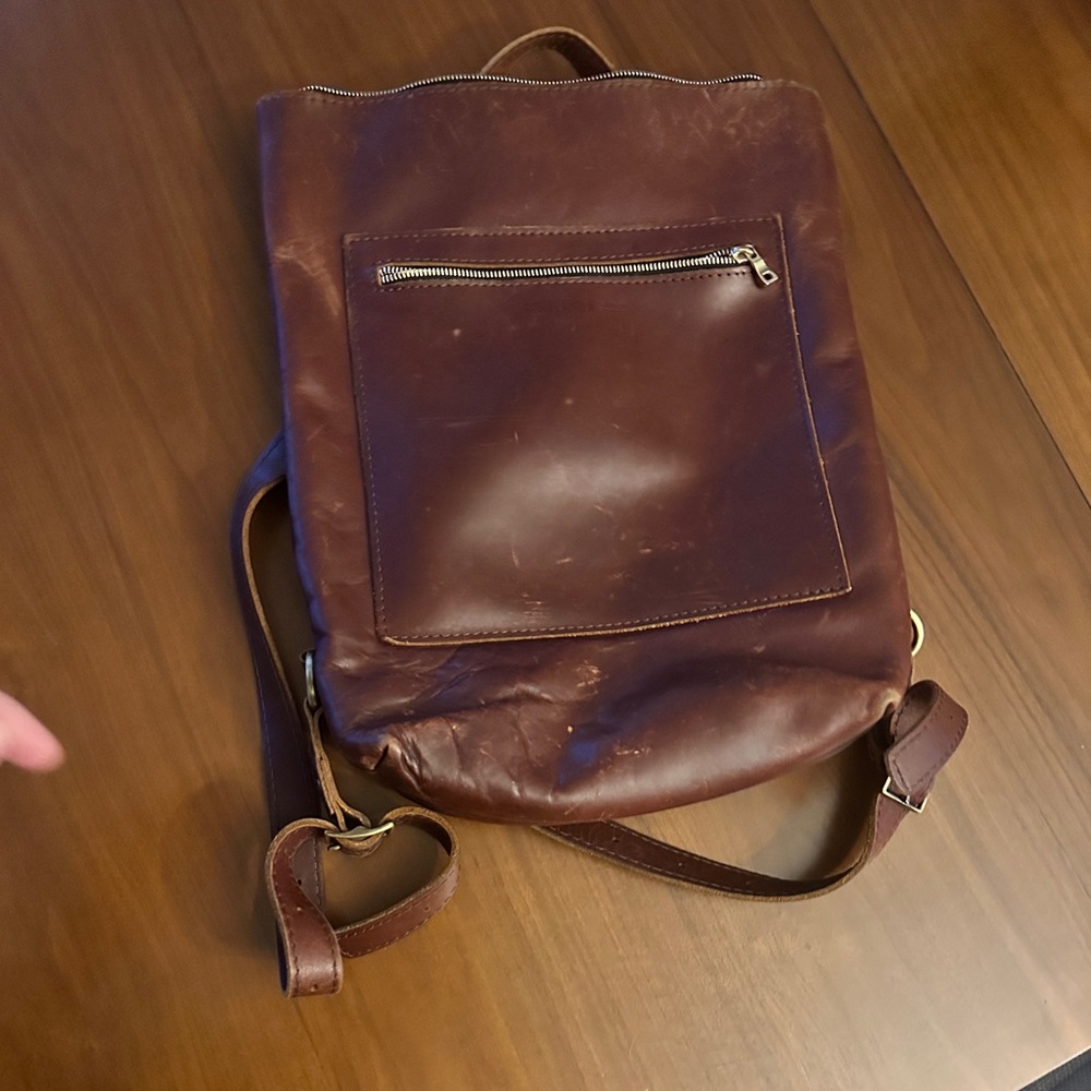 Portland leather backpack laptop
